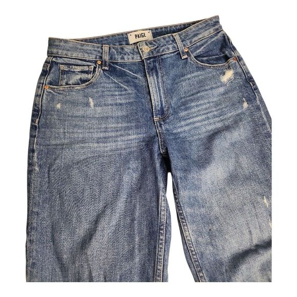 PAIGE Jeans Women's 27 Noella Relaxed Straight Leg Jeans Distressed Cropped - Picture 9 of 11
